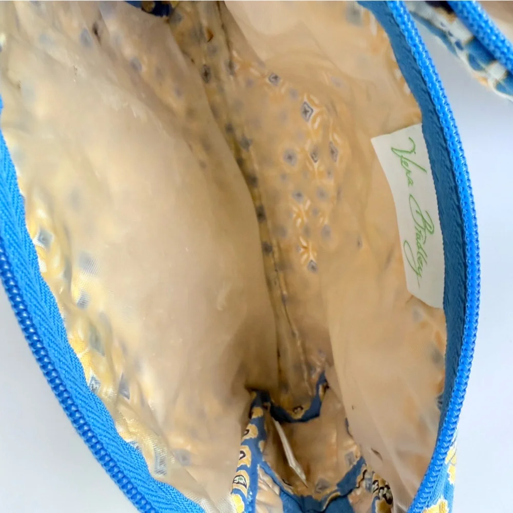 Vera Bradley Set of Two Retired Riviera Blue & Yellow Quilted Cosmetic Bags